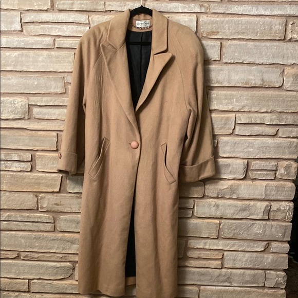 Vintage Ashley Scott  Camel Long Single Breasted  Coat - Picture 3 of 10